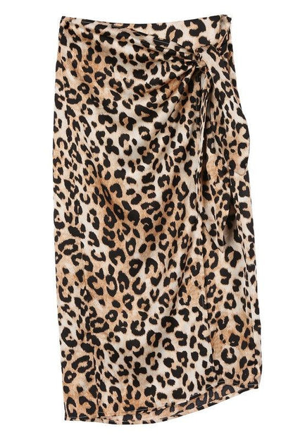 Lilou | Satin leopard tie skirt - us.meeeshop