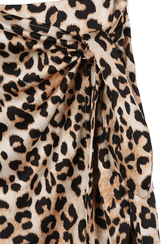 Lilou | Satin leopard tie skirt - us.meeeshop