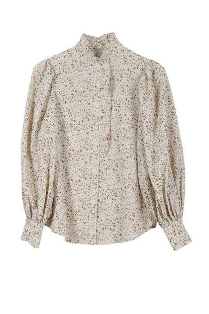 Lilou | Stand collar floral frill blouse | us.meeeshop