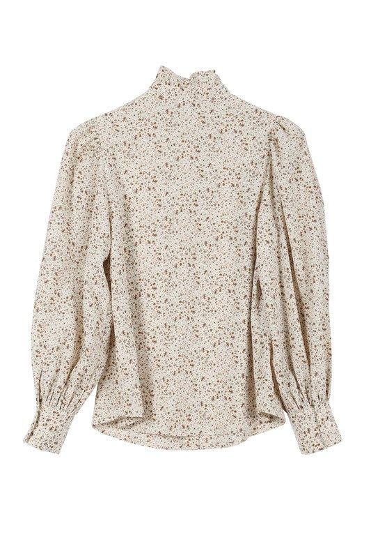 Lilou | Stand collar floral frill blouse | us.meeeshop