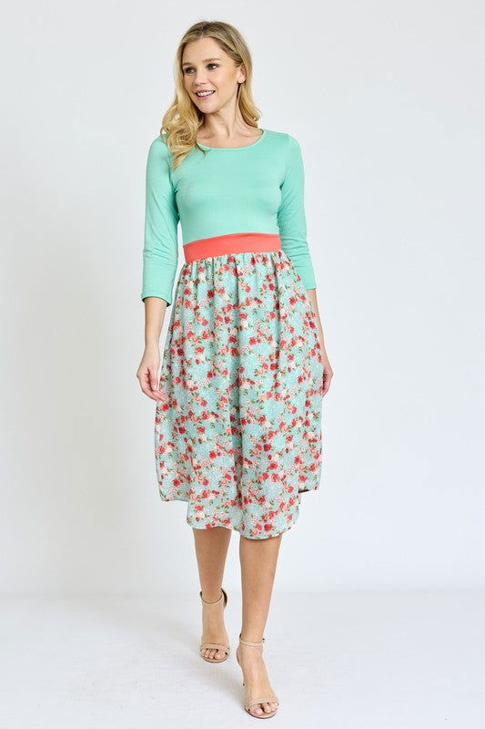 Lined Floral Band Midi Dress us.meeeshop - 