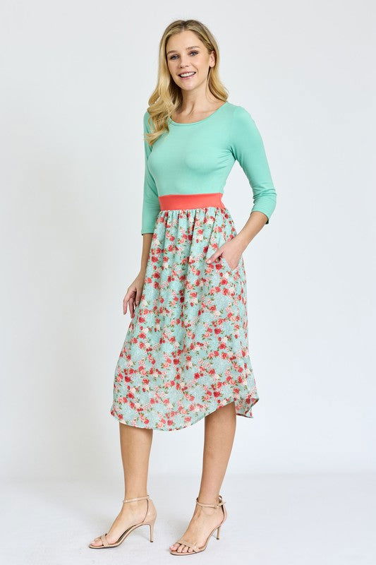 Lined Floral Band Midi Dress us.meeeshop - 