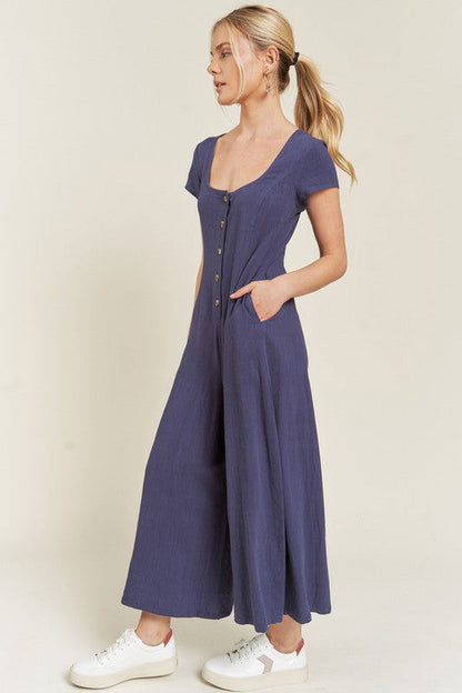 Linen Button Down Jumpsuit us.meeeshop - 