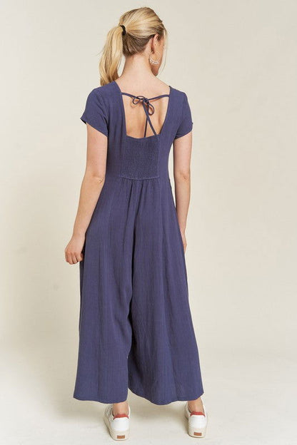 Linen Button Down Jumpsuit us.meeeshop - 