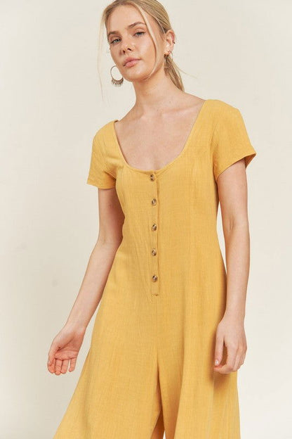 Linen Button Down Jumpsuit us.meeeshop - 