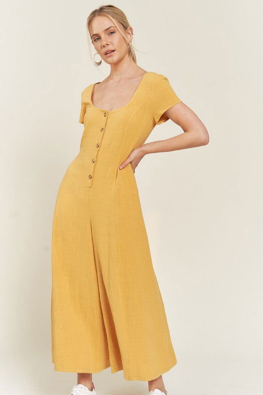 Linen Button Down Jumpsuit us.meeeshop - Jumpsuits & Rompers