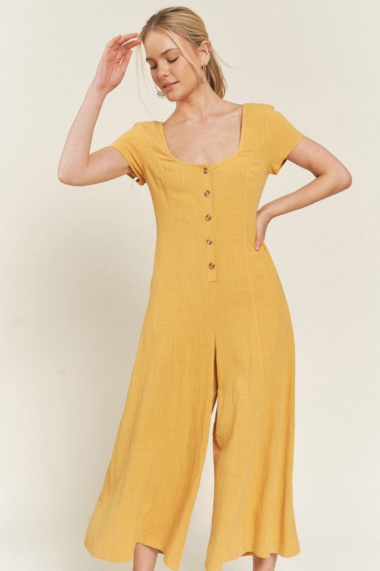 Linen Button Down Jumpsuit us.meeeshop - 