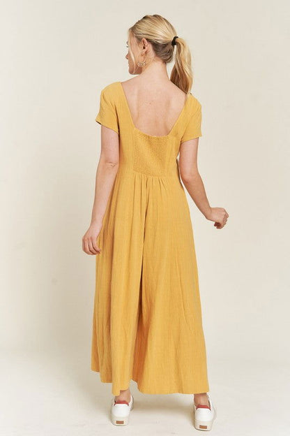 Linen Button Down Jumpsuit us.meeeshop - 