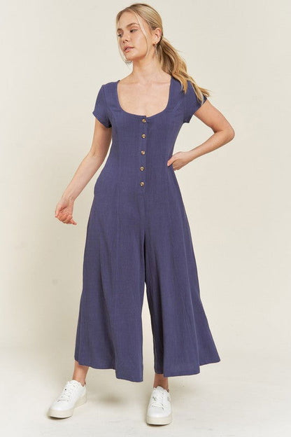 Linen Button Down Jumpsuit us.meeeshop - 