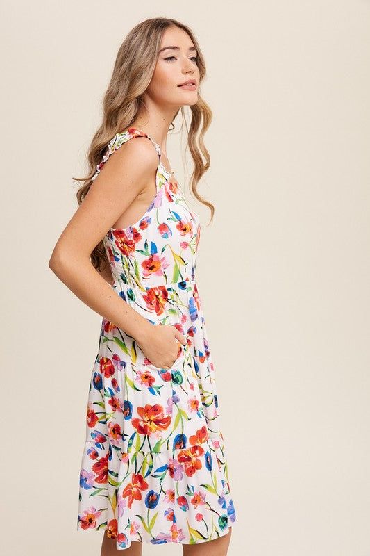 Listicle Flower Print Square Neck Dress us.meeeshop - 