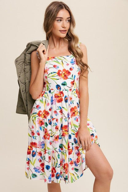 Listicle Flower Print Square Neck Dress us.meeeshop - 