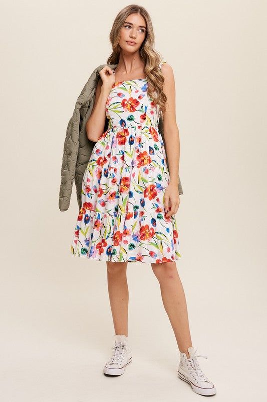 Listicle Flower Print Square Neck Dress us.meeeshop - 