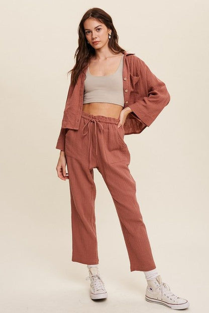 Listicle | Long Sleeve Button Down and Long Pants Sets us.meeeshop - 