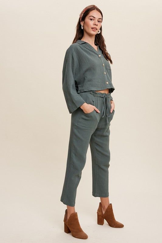 Listicle | Long Sleeve Button Down and Long Pants Sets us.meeeshop - 