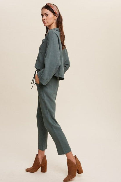 Listicle | Long Sleeve Button Down and Long Pants Sets us.meeeshop - 