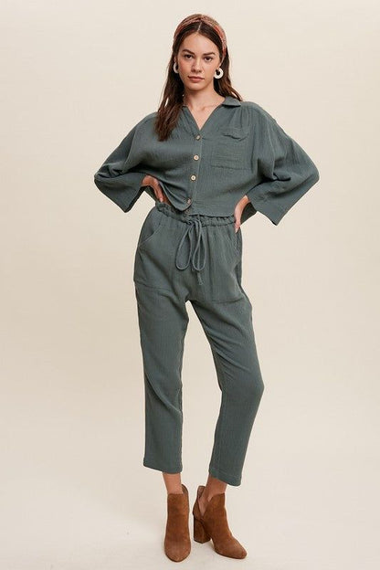 Listicle | Long Sleeve Button Down and Long Pants Sets us.meeeshop - 