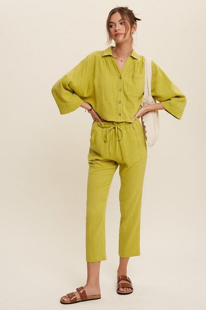 Listicle | Long Sleeve Button Down and Long Pants Sets us.meeeshop - Outfit Sets