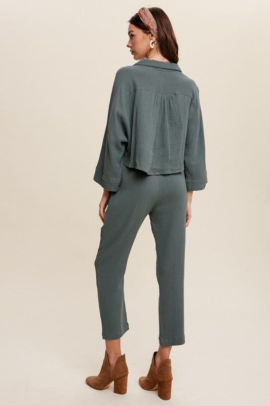 Listicle | Long Sleeve Button Down and Long Pants Sets us.meeeshop - 