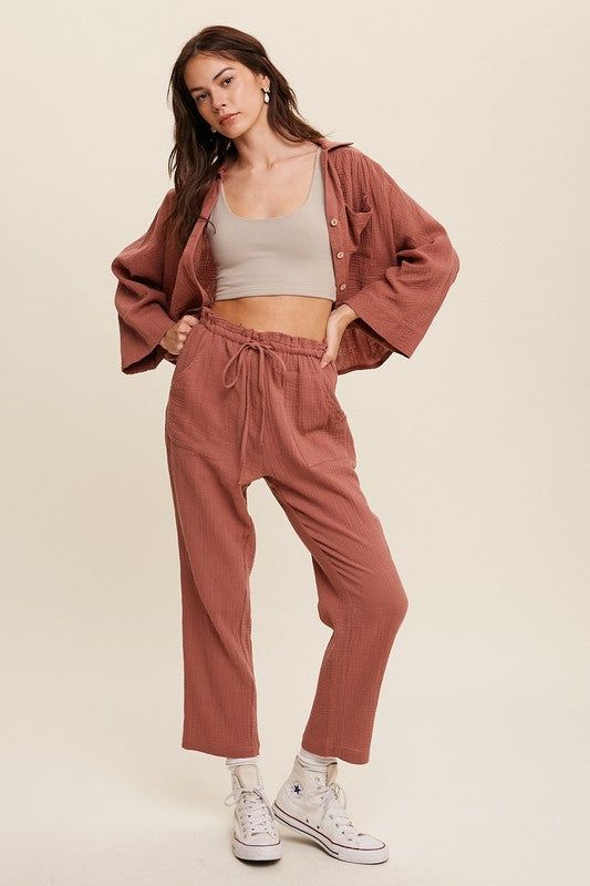 Listicle | Long Sleeve Button Down and Long Pants Sets us.meeeshop - 