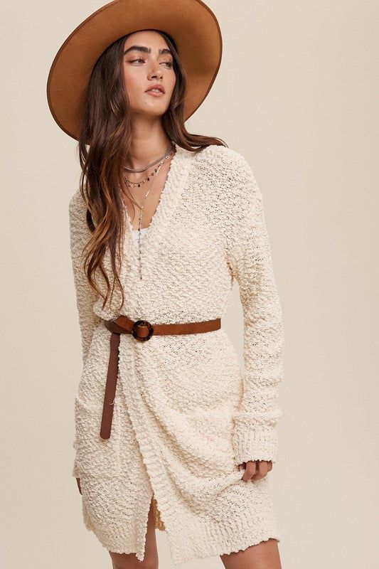 Listicle Popcorn Open Knit Cardigan Sweater us.meeeshop - 