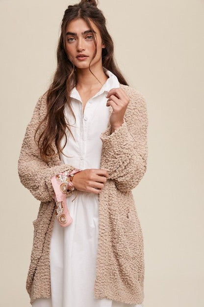 Listicle Popcorn Open Knit Cardigan Sweater us.meeeshop - 