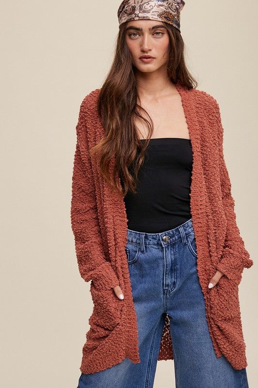 Listicle Popcorn Open Knit Cardigan Sweater us.meeeshop - Shirts & Tops