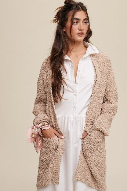 Listicle Popcorn Open Knit Cardigan Sweater us.meeeshop - 