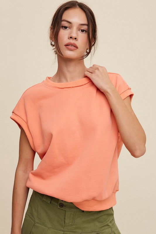 Listicle Short Sleeve Boxy Crew Neck Sweat Top us.meeeshop - 