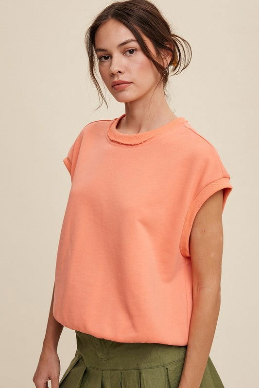 Listicle Short Sleeve Boxy Crew Neck Sweat Top us.meeeshop - 