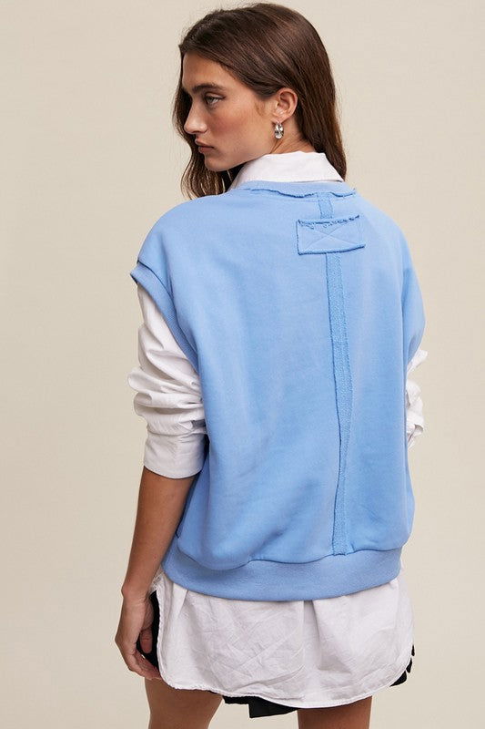 Listicle Short Sleeve Boxy Crew Neck Sweat Top us.meeeshop - 