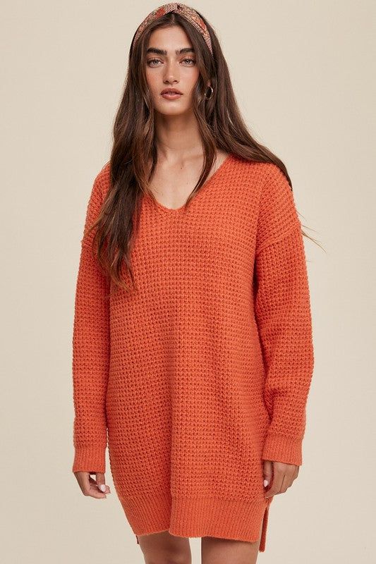 Listicle Slouchy V-neck Ribbed Knit Sweater us.meeeshop - Shirts & Tops