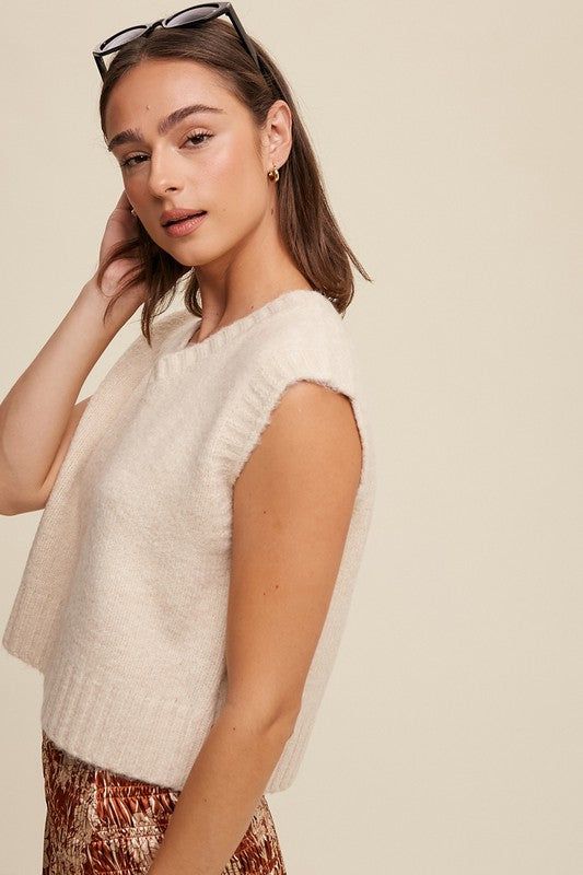 Listicle Soft Touch Cropped Knit Vest us.meeeshop - 