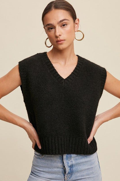 Listicle Soft Touch Cropped Knit Vest us.meeeshop - 