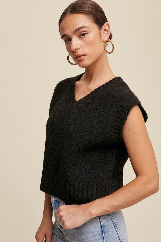 Listicle Soft Touch Cropped Knit Vest us.meeeshop - 