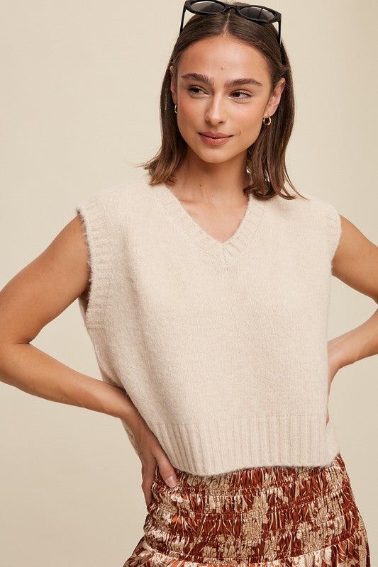 Listicle Soft Touch Cropped Knit Vest us.meeeshop - Vests