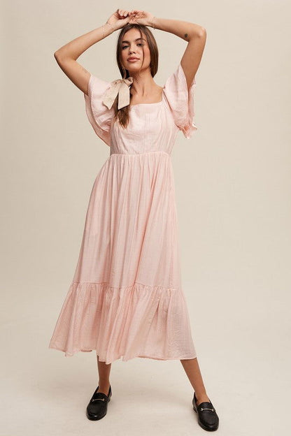 Listicle Square Neck Ruffled Short Sleeve Maxi Dress us.meeeshop - 