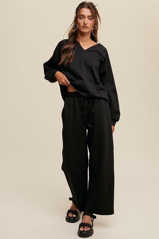 Listicle V-neck Sweatshirt and Pants Set us.meeeshop - 