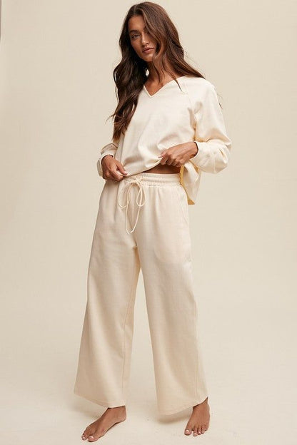 Listicle V-neck Sweatshirt and Pants Set us.meeeshop - 