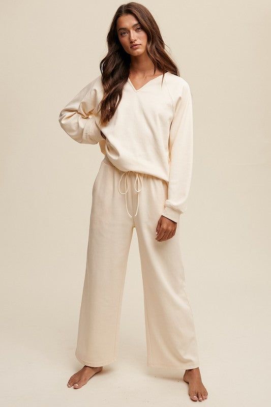 Listicle V-neck Sweatshirt and Pants Set us.meeeshop - 