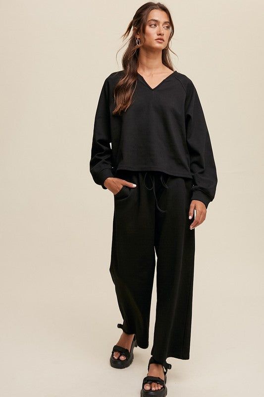 Listicle V-neck Sweatshirt and Pants Set us.meeeshop - 