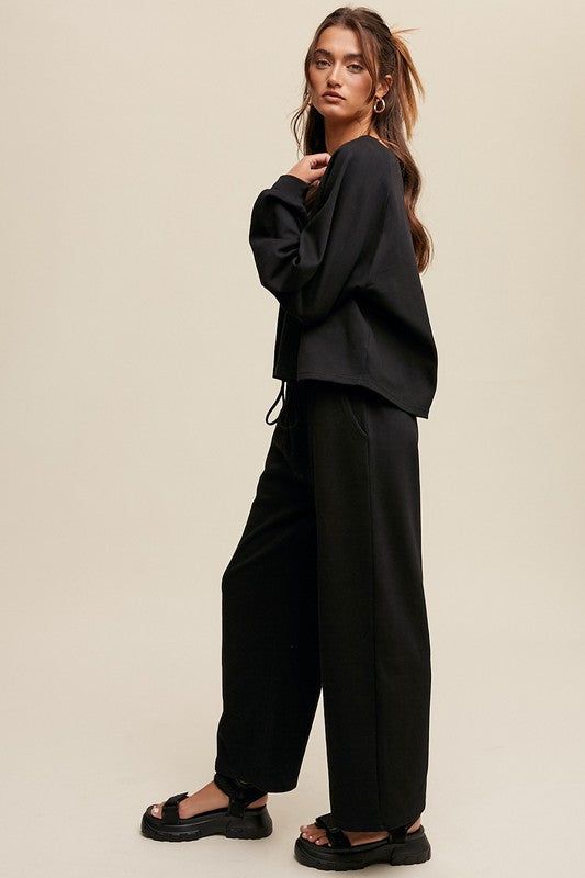 Listicle V-neck Sweatshirt and Pants Set us.meeeshop - 