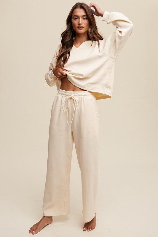 Listicle V-neck Sweatshirt and Pants Set us.meeeshop - 