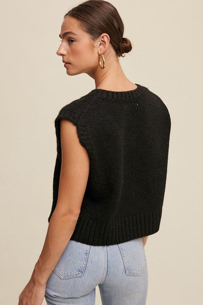 Listicle Soft Touch Cropped Knit Vest - us.meeeshop