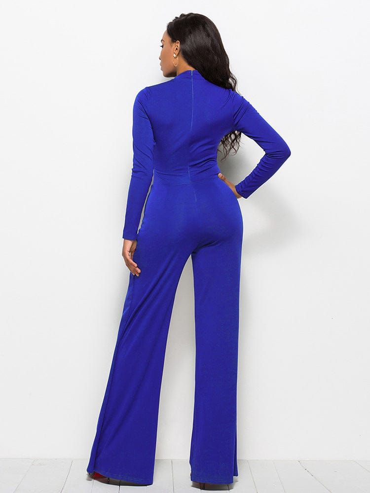 Long Sleeve Mock Neck Wide Leg Jumpsuit us.meeeshop - 