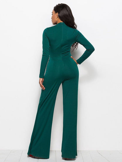 Long Sleeve Mock Neck Wide Leg Jumpsuit us.meeeshop - 