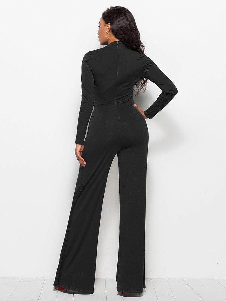 Long Sleeve Mock Neck Wide Leg Jumpsuit us.meeeshop - 