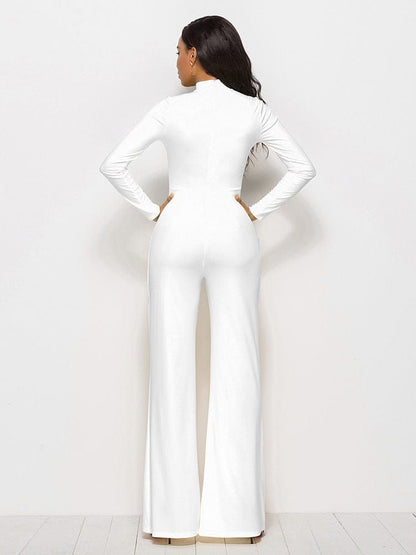 Long Sleeve Mock Neck Wide Leg Jumpsuit us.meeeshop - 