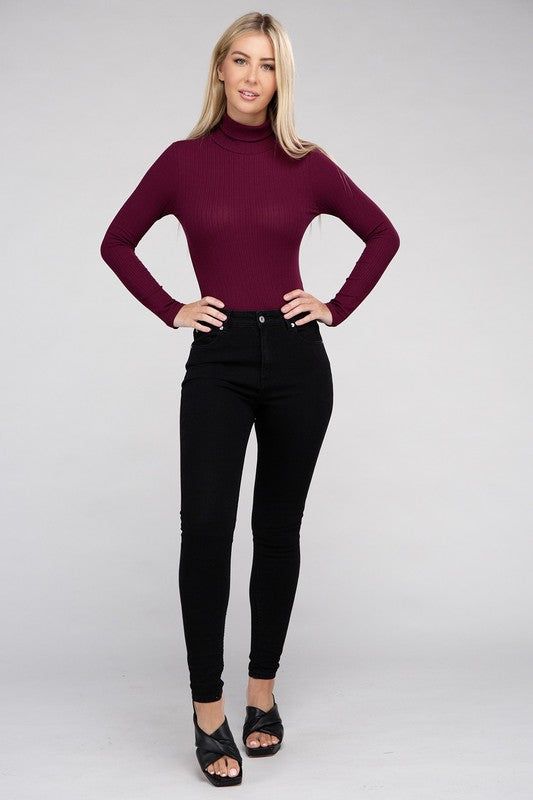 Women's Long-Sleeve Turtleneck Bodysuit - us.meeeshop