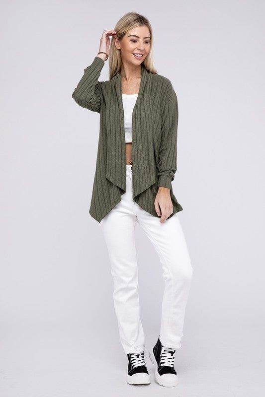 Long Sleeve Open Front Cardigan - us.meeeshop