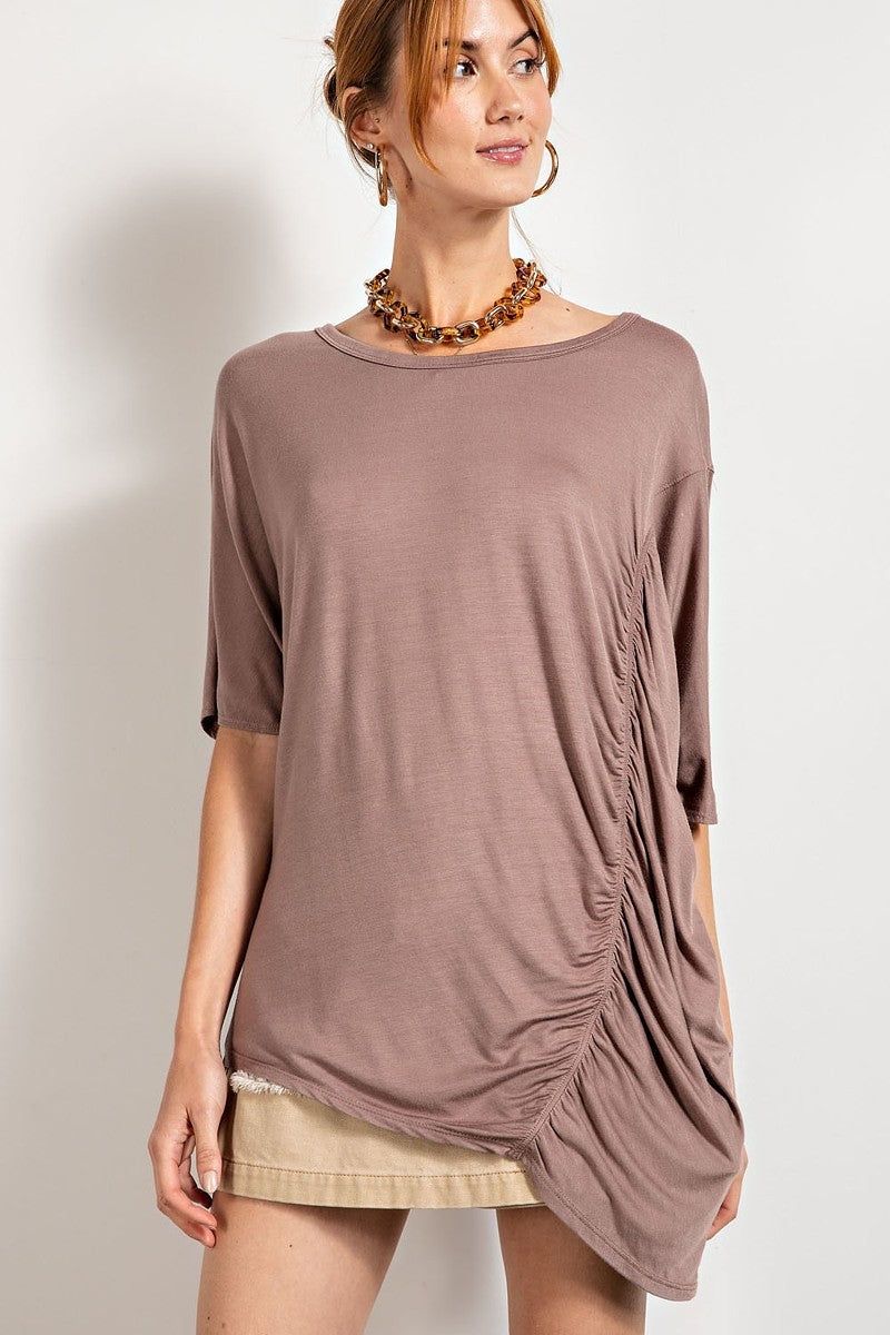 Loose Fit And Ruched Detailing Top - us.meeeshop